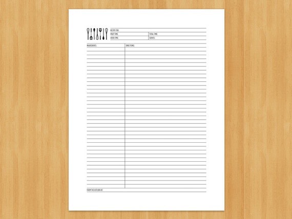 Printable Recipe Cards and Dividers DIY Instant Download