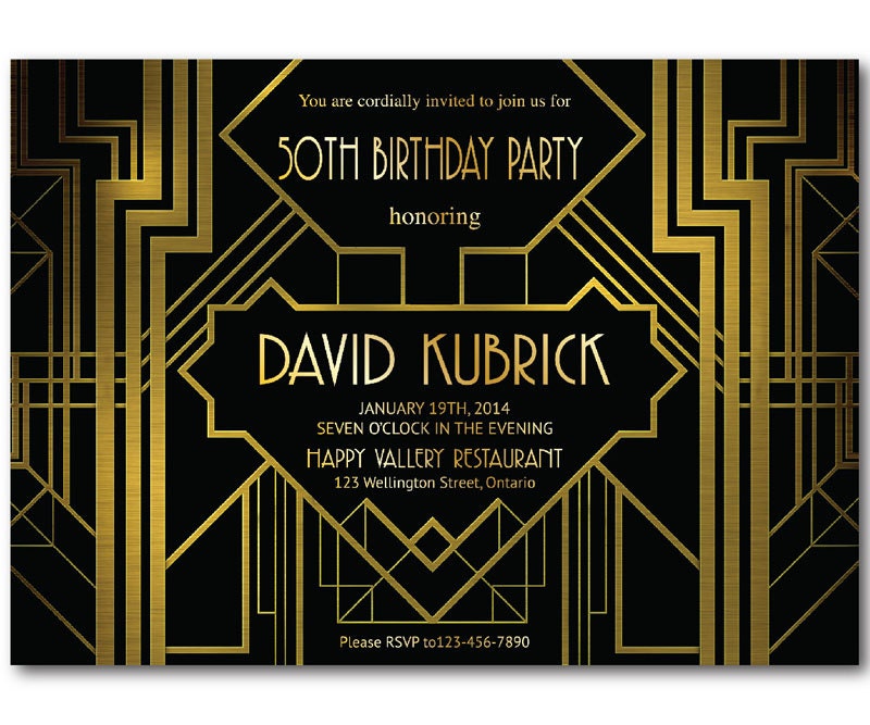 Great Gatsby Birthday Invitation. 30th 40th 50th 60th 70th