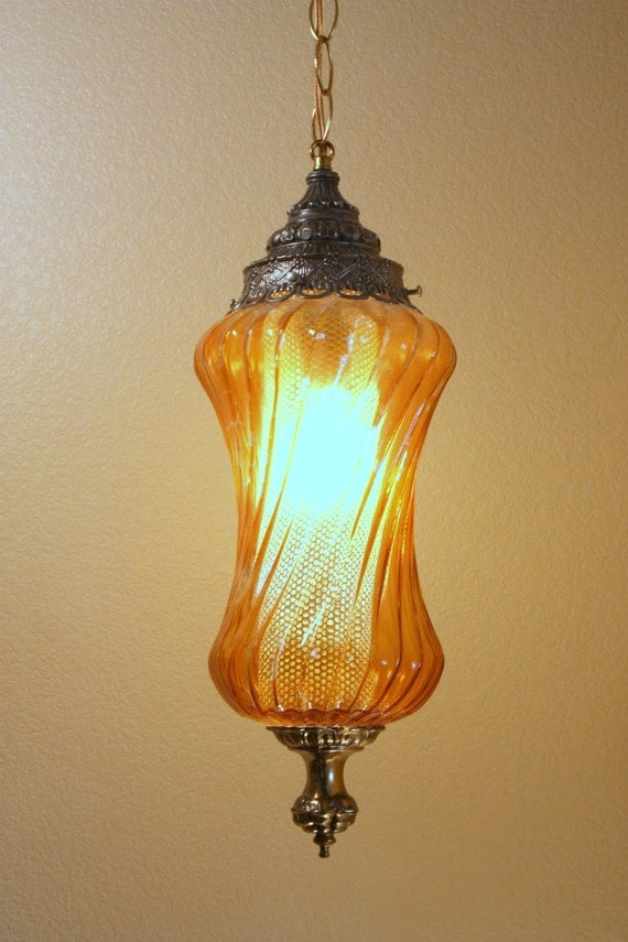 On Sale....Retro Hanging Swag Glass Lamp by GooseberryVintage