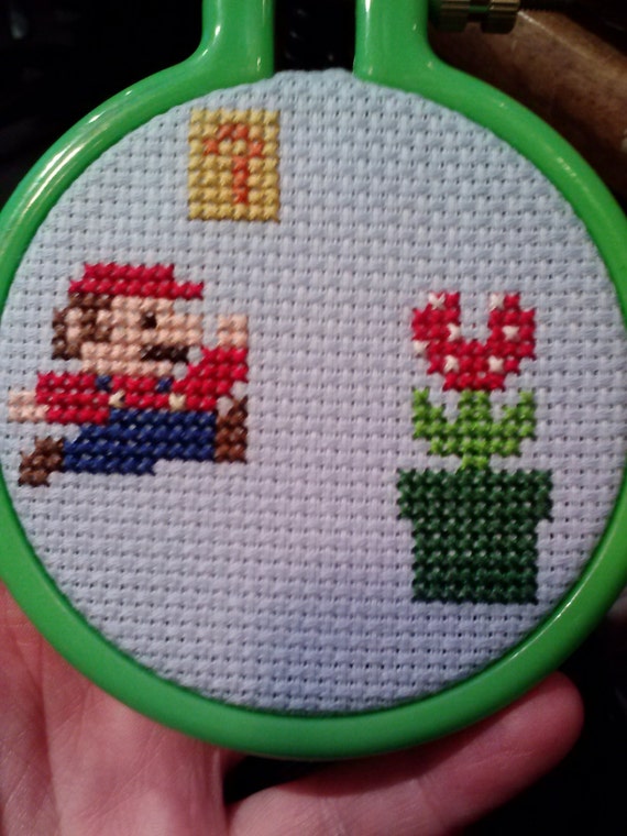 Nintendo Mario Cross Stitch Christmas Ornament!  A great gift!