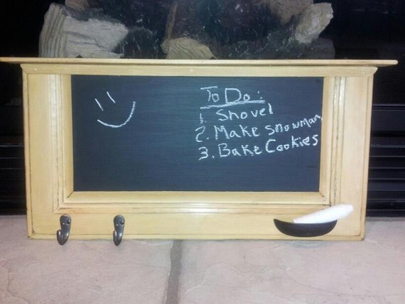 Rustic Chalkboard Frame And Shelf With Hooks Made From   Il 570xN.530907230 Q0is 