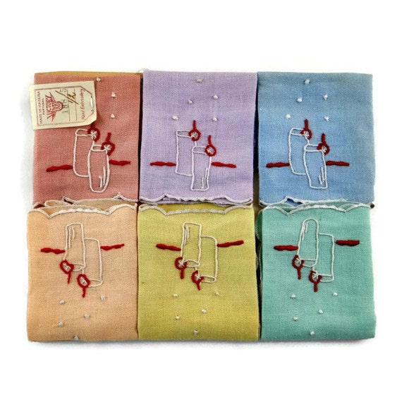 Madeira Embroidery Cocktail Napkins Vintage Linens Original
