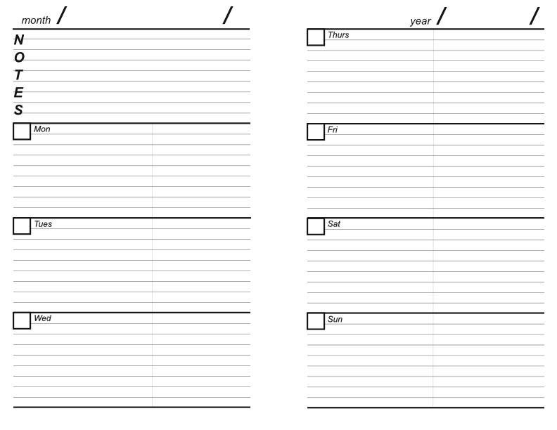 printable black and white planner pages with a contacts page