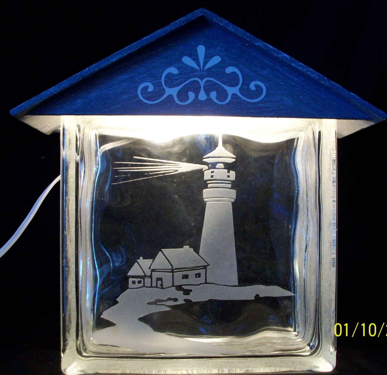 LIGHTED GLASS BLOCKS Light House by GETCOUNTRYDESIGNS on Etsy