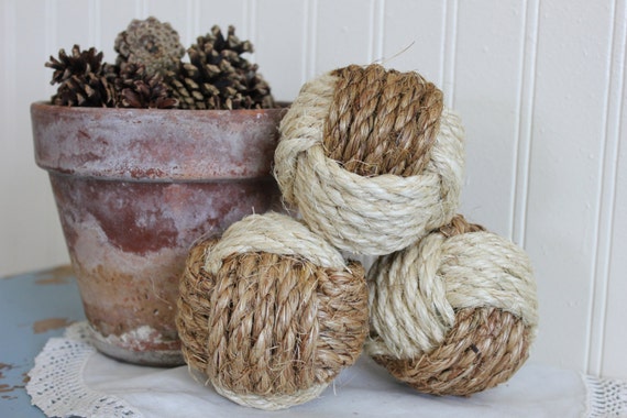 Nautical knots - rope balls - large monkey fists - set of 3