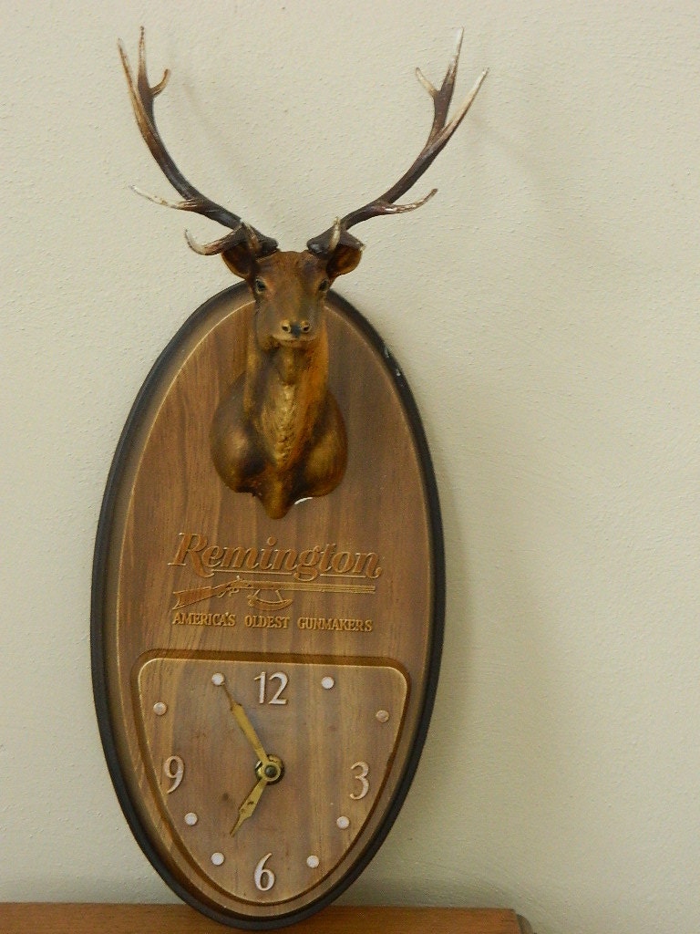 Old Remington Gun Dealer Wall Clock with Deer by MissKittysMom