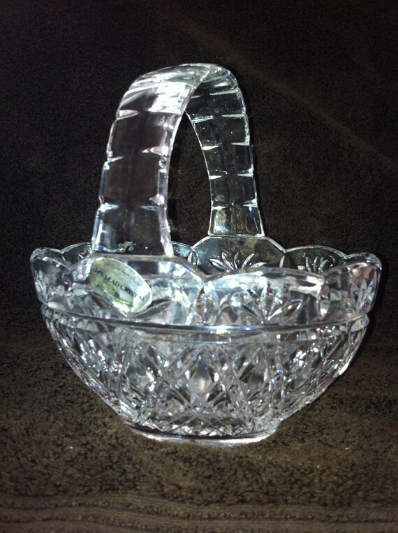 Items similar to Bohemia Czech Lead Cut Crystal Basket Bowl Wedding Gift Boho Decor on Etsy