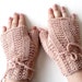 Fingerless gloves, Hand Knit mitts, mittens, wrist warmers in ivory, cream - Hand knitted cable Mittens
