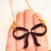 Wood & Velvet Bow Necklace  Laser cut Bow Pendant by Mirshkastudio