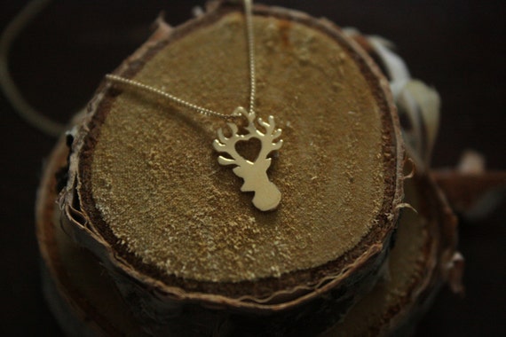 Recycled Sterling Silver Stag Necklace Made in NYC- 16" Chain