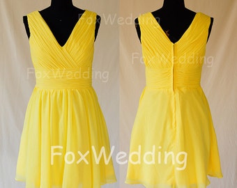 Yellow Chiffon Bridesmaid Dresses_US4, SOD011