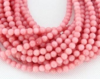 6mm Round Pink Jade Beads,One Full Strand,Jade Beads,Pink Stone,Gemstone Beads----about 60Pieces---14.5 inches--BJ016