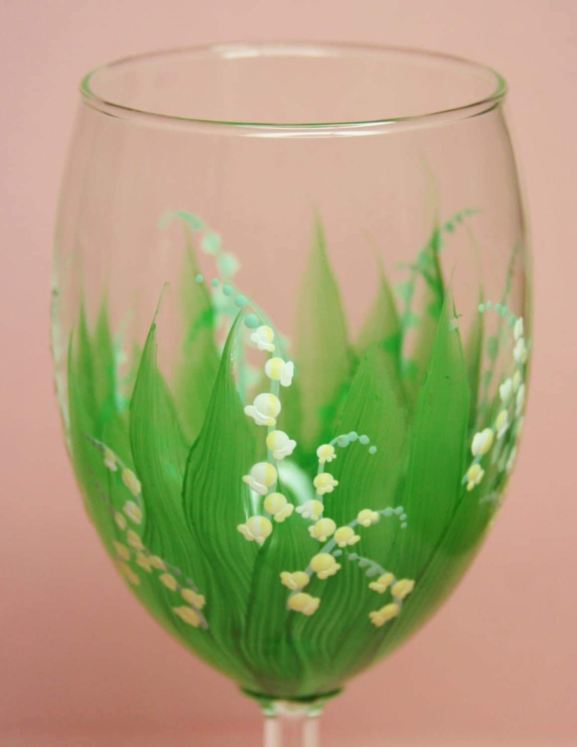 Hand Painted Wine Glass Lily Of The Valley Personalized