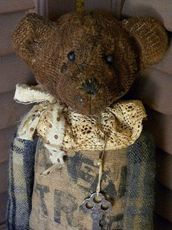 Primitive Bear Bear Teddy Bear Primitive Teddy Bear by mustardseed