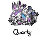 Quartz crystal linocut with iridescent facets - Lino Block Print Mineral Crystal Quartz