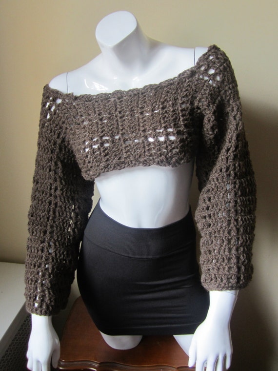 Items similar to CROPPED SWEATER, crochet, sweater SHRUG, Boho ...