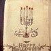 Halloween Decor, Halloween Muslin Party Favor Bags, Hostess Gift, Tan and Black