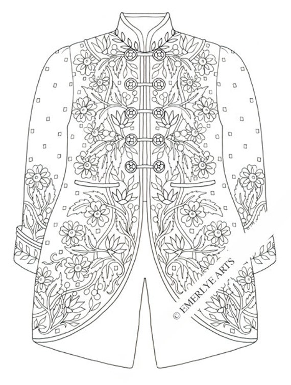 Items similar to Printable Coloring Page Jacobean Jacket on Etsy