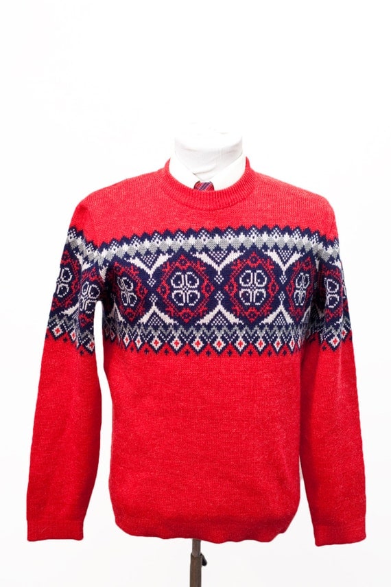 Men's Nordic Sweater / Vintage Norwegian Ski Sweater