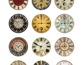 ANTIQUE CLOCK FACES - steampunk number circles - Digital Collage Sheet ...