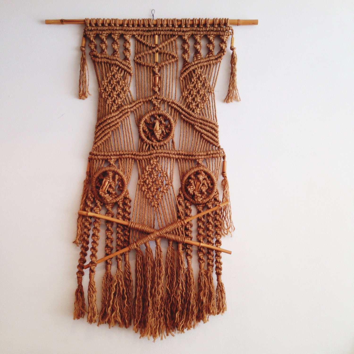 Giant Vintage 1970's Macrame Wall Hanging / Textile Piece