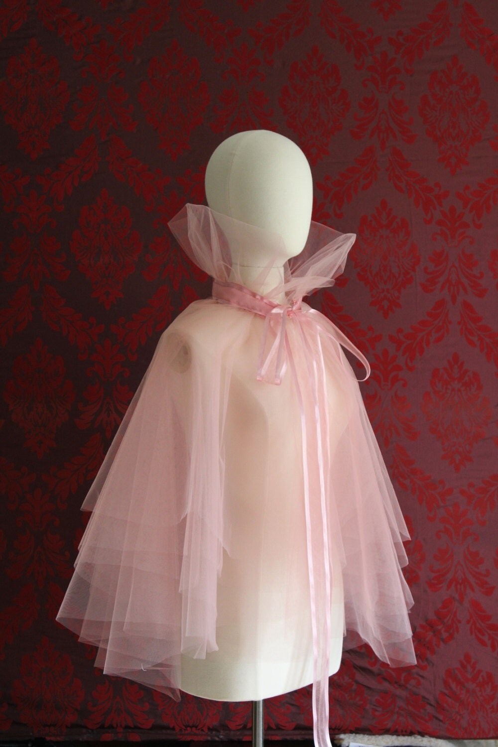 on bustle tie diy with Good Tulle fairy Tie. Silk cape Layered Cape Ribbon Pink