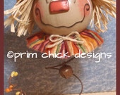 handpainted fall scarecrow coyote gourd primitive jingle bell rusty spring sunflower ofg prim chick HUSK
