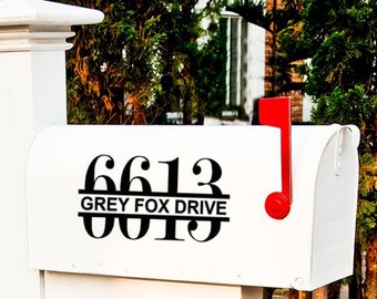 One Outdoor Mailbox Vinyl Decal with Street Address and Numbers