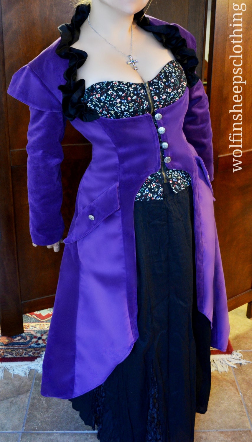 Purple Velvet Steampunk Corset Coat