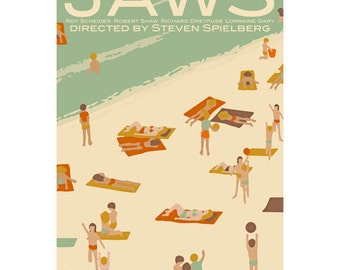 Movie poster Jaws retro print in various sizes