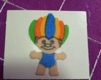 Vintage Fuzzy Troll Sticker - Rainbow Hair Discontinued
