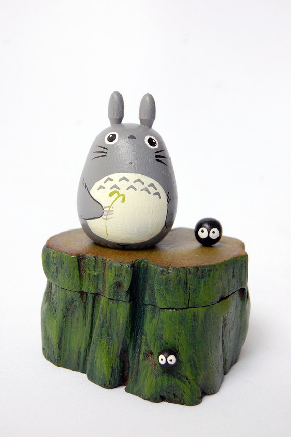 TOTORO Teak Wood Box Studio Ghibli doll figure toy 157 by cuteart