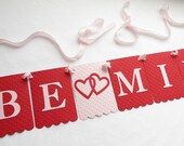 Be Mine Banner - Embossed Hearts - READY TO SHIP - Valentine Decor Garland Heart Banner Valentine's Day Banner Il_170x135
