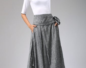 Wrap skirt, grey skirt, long skirt, full skirt, ladies skirt, handmade skirt, flared skirt, ethic skirt, ruffle skirt, plus size skirt 689