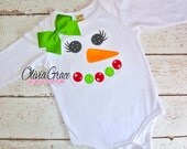Snowgirl Shirt, Snowman Shirt, Girls Embroidered Bodysuit or Shirt, Winter, Custom Christmas Outfit Il_170x135
