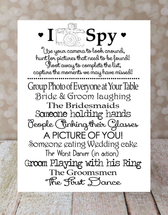 I SPY Wedding Game Instant Download DIY by OurHobbyToYourHome