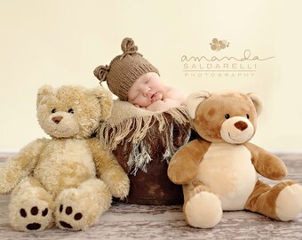 Newborn photo prop, newborn hat, newborn boy, newborn girl, newborn props, newborn bear hat, newborn bear prop, Newborn hat with ears