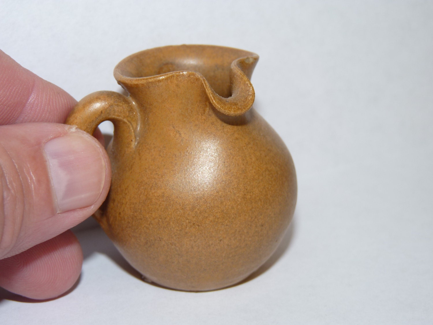 Mini Pottery Pitcher 2 inch Vintage Miniature by metroretromart