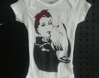 Rosie the Riveter baby bodysuit feminist infant creeper crawler snapsuit onepiece