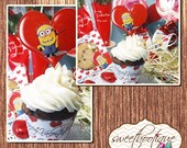 Despicable Me Minion Valentine's Day Cupcake Wrapper & Topper Set - Printable - Digital File - INSTANT DOWNLOAD Il_170x135