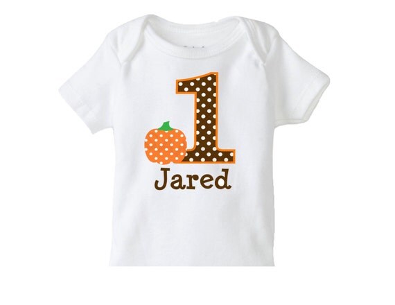 Fall Pumpkin Personalized Tshirt or Bodysuit 1st Halloween Birthday Shirt Il_570xn