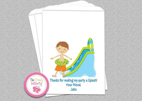 Waterslide Pool Birthday Party Favor Bags Goody Bags Il_570xn