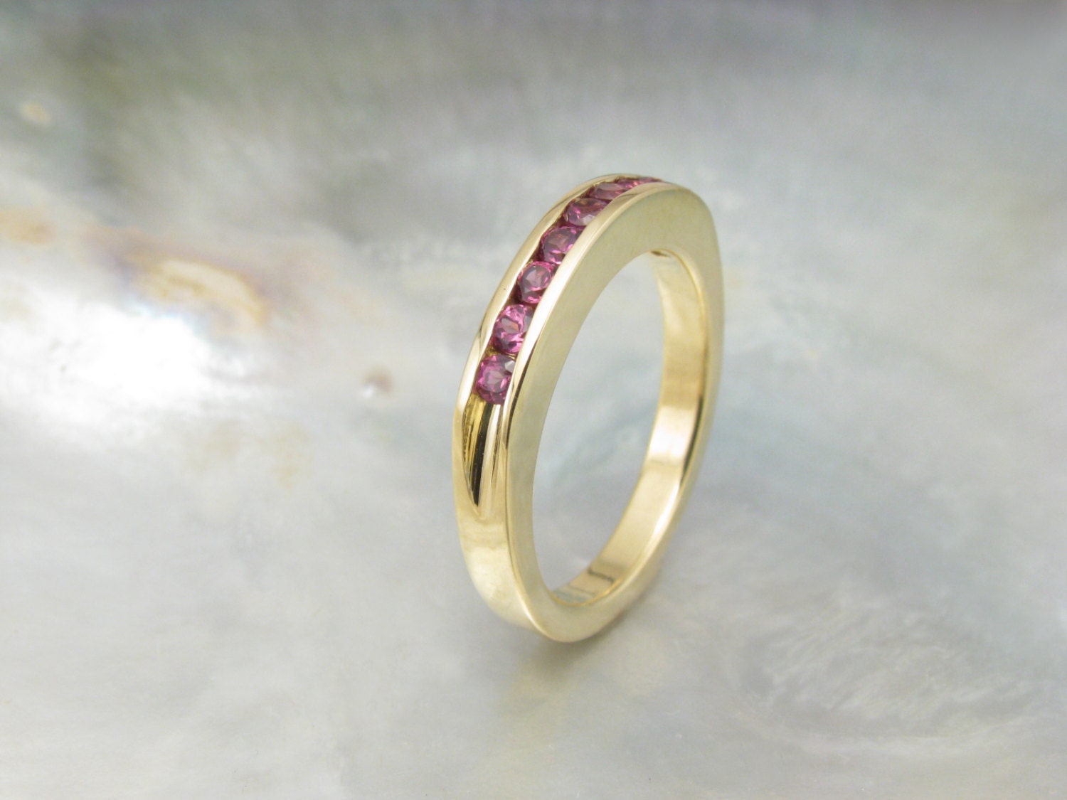 half eternity band in 18k yellow gold channel set by RavensRefuge