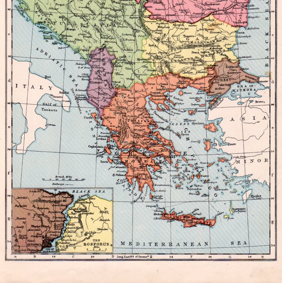 Items similar to 1930s Balkan States Balkan Peninsula map Yugoslavia ...