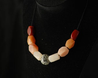 Viking reproduction beads - necklace LUDMILA - semiprecious gems in warm tones - free shipping