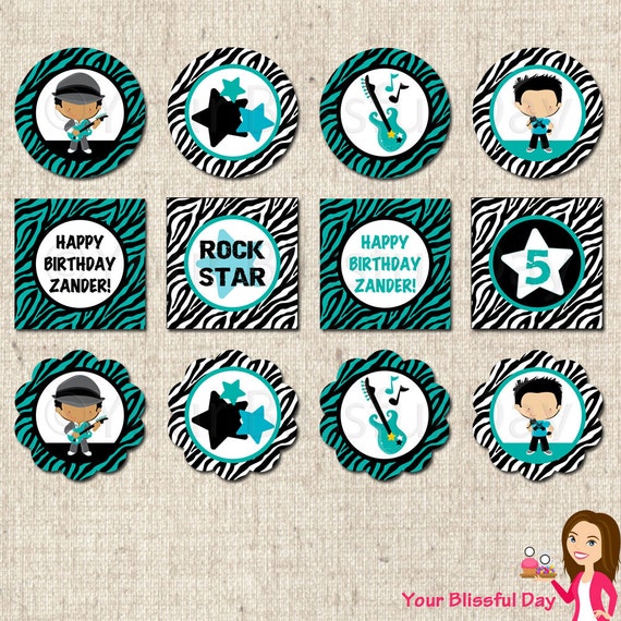 PRINTABLE Personalized Boy Rock Star Party Circles Il_570xn