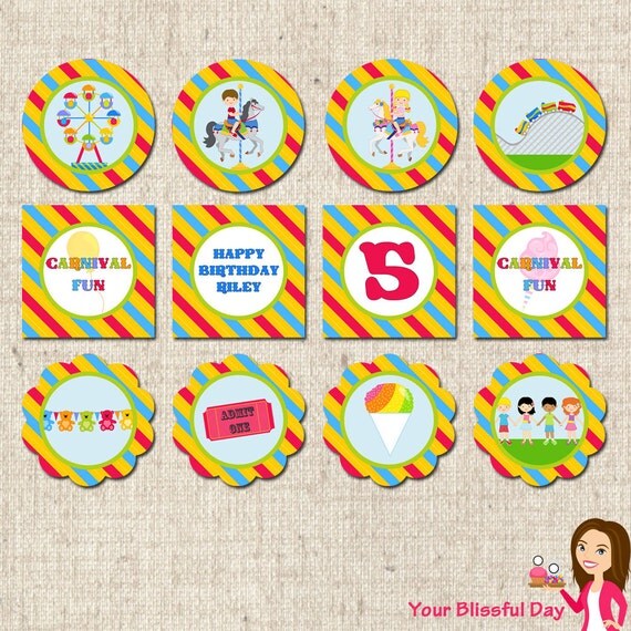 PRINTABLE Personalized Carnival Fun Party Circles Il_570xn
