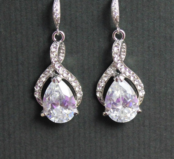 Bridal Crystal Earrings Ribbon Twirl Crystal by JamJewels1 on Etsy