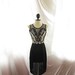 Gothic Black Bronze Paisley Tribal Baroque White Vtg Motif Boudoir Steampunk Fairytale Alice in Wonderland Jane Austen Sheer High Low Dress