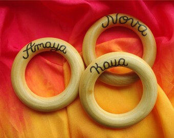 PERSONALIZED Teething Ring, ORGANIC Wooden Teething Toy